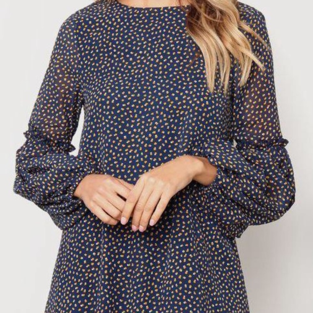 Printed Long Sleeve Mini Dress